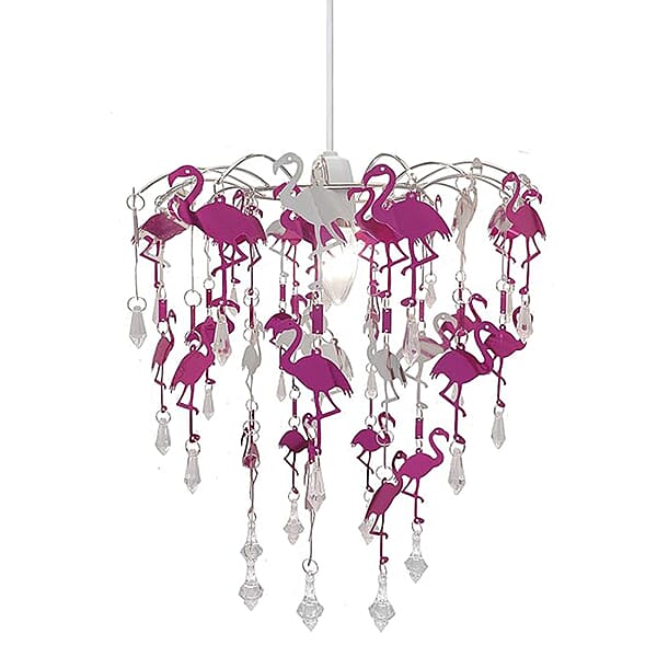 Flamingo Kids Chandelier Lampshade with Cutouts and Crystal
