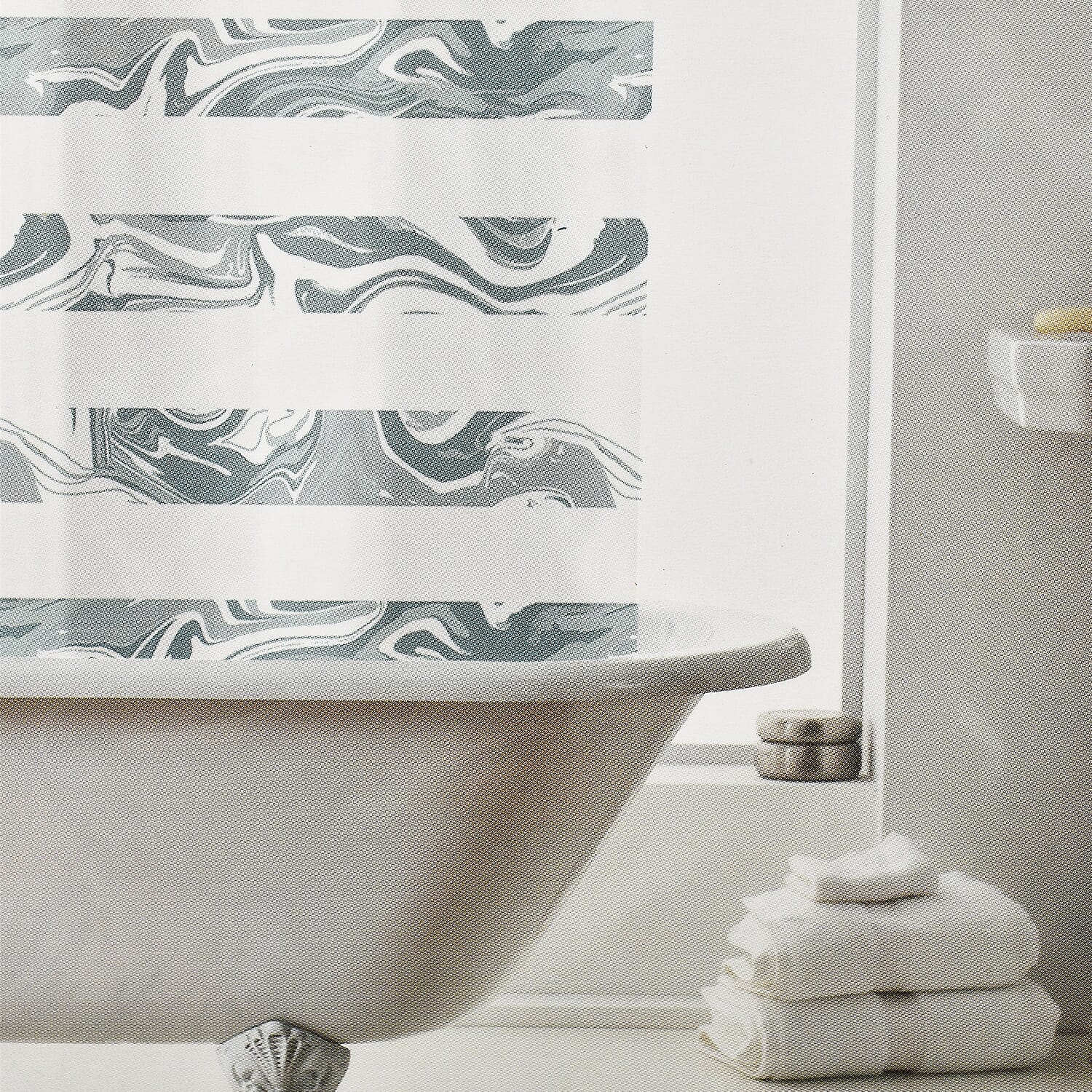 PEVA Shower Curtain with Hooks Marble Wave (Size 180 cm) - Green