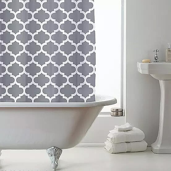 PEVA Shower Curtain Morrocan Grey (Size 180 cm) - Grey