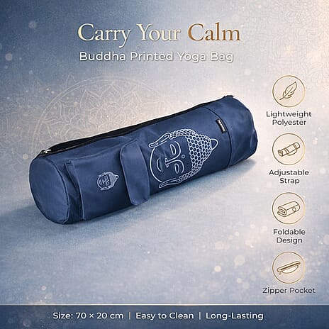 Soul Smart Buddha Printed Yoga Bag (Size 70x20 cm) - Navy & Light Blue