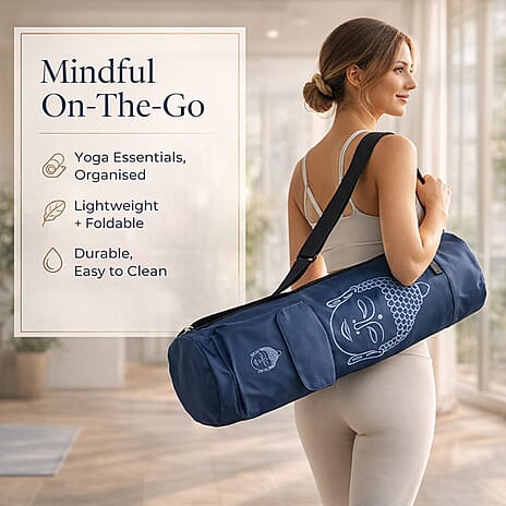 Soul Smart Buddha Printed Yoga Bag (Size 70x20 cm) - Navy & Light Blue