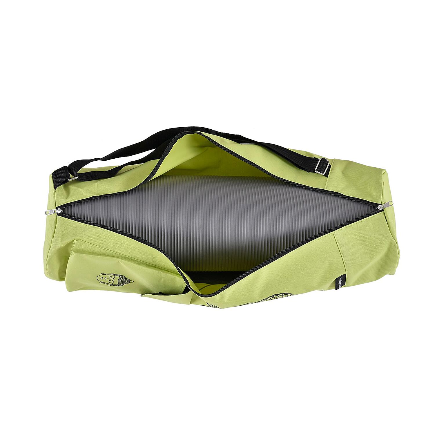 Soul Smart Buddha Printed Yoga Bag (Size 70x20 cm) - Green & Grey