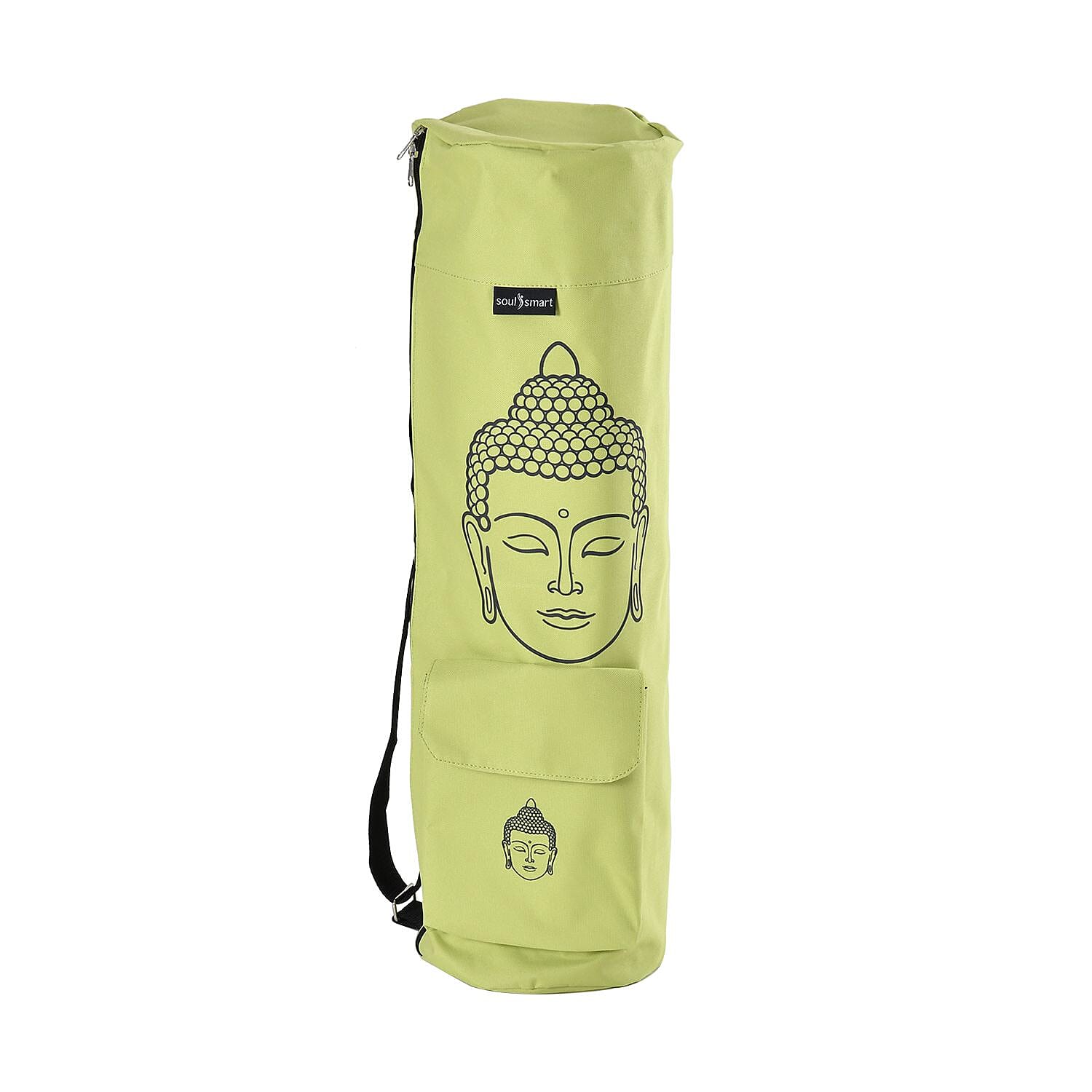Soul Smart Buddha Printed Yoga Bag (Size 70x20 cm) - Green & Grey