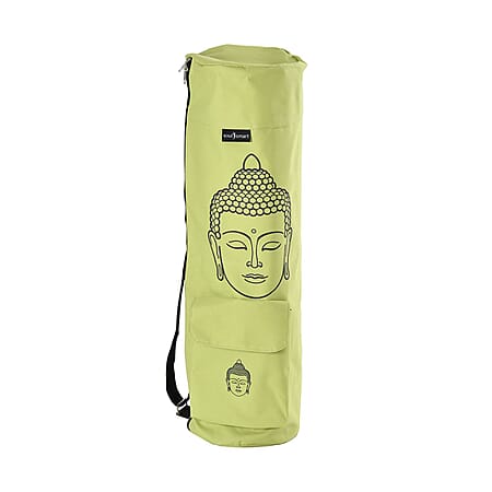 Soul Smart Buddha Printed Yoga Bag (Size 70x20 cm) - Green & Grey