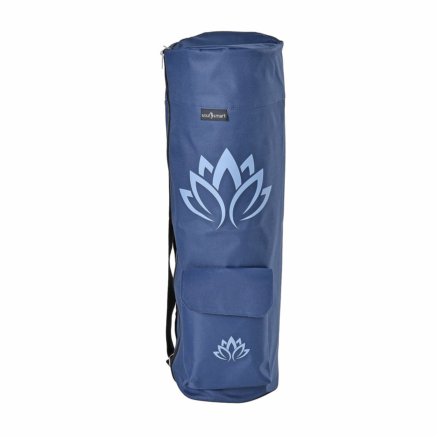 Soul Smart Lotus Printed Yoga Bag (Size 70x20 cm) - Navy & Light Blue