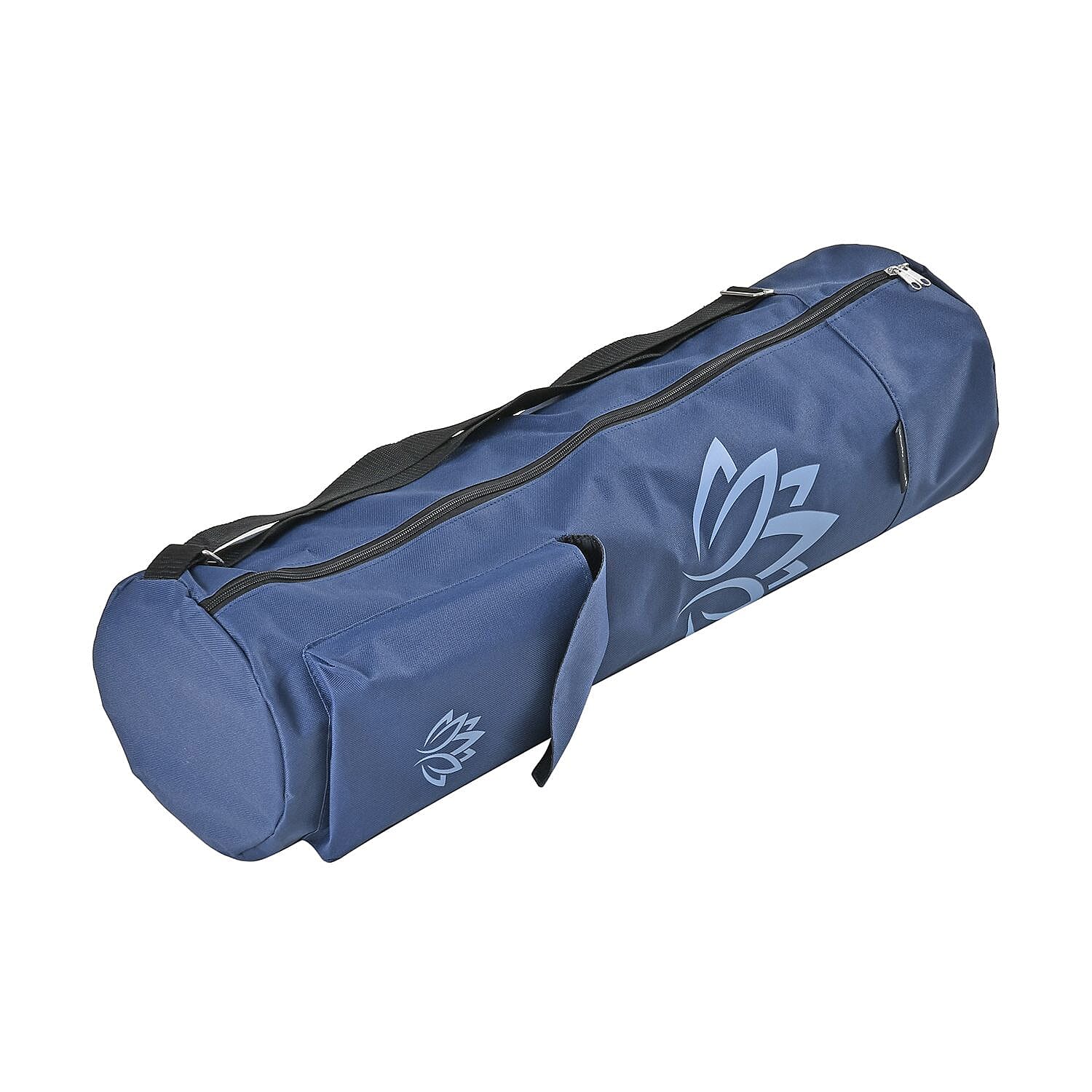 Soul Smart Lotus Printed Yoga Bag (Size 70x20 cm) - Navy & Light Blue