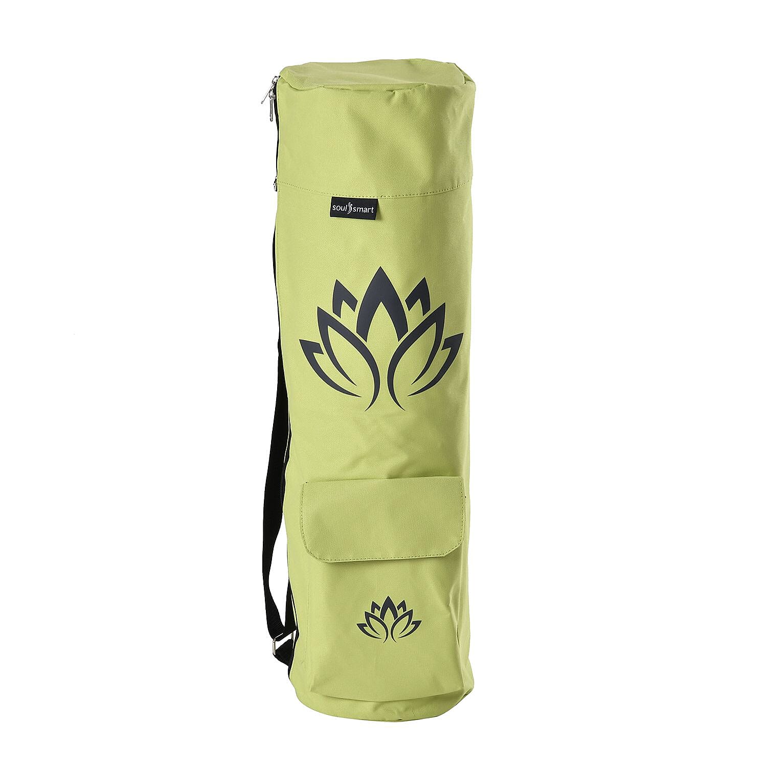 Soul Smart Lotus Printed Yoga Bag (Size 70x20 cm) - Green & Grey