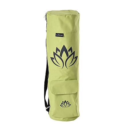 Soul Smart Lotus Printed Yoga Mat Bag - Green and Grey