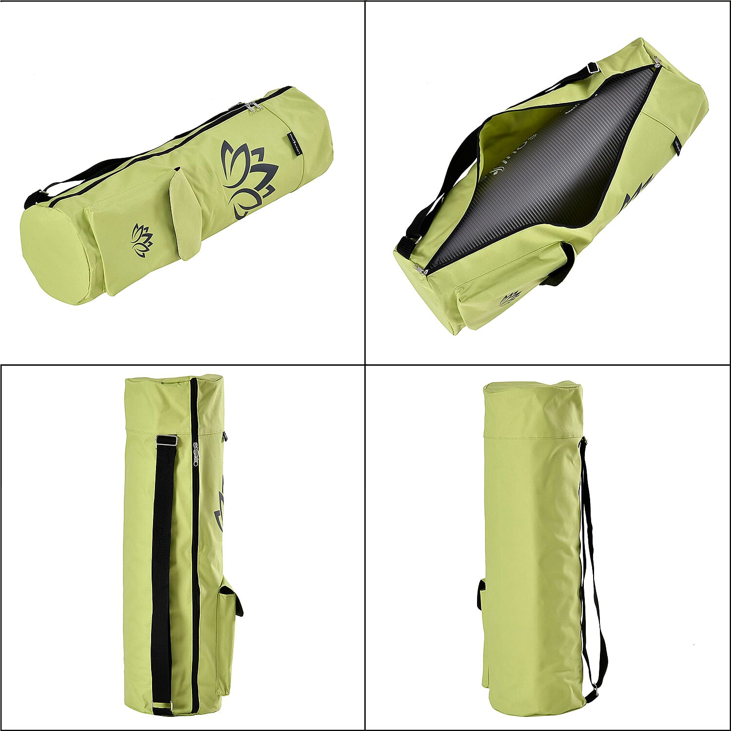 Soul Smart Lotus Printed Yoga Bag (Size 70x20 cm) - Green & Grey