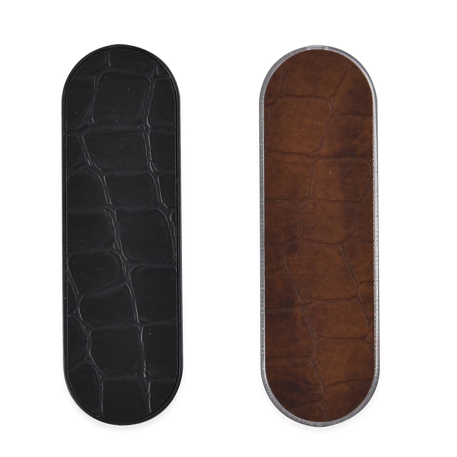 Set of 2 Adjustable Flexible Finger Grip for Mobile - Shining Coffee - Black