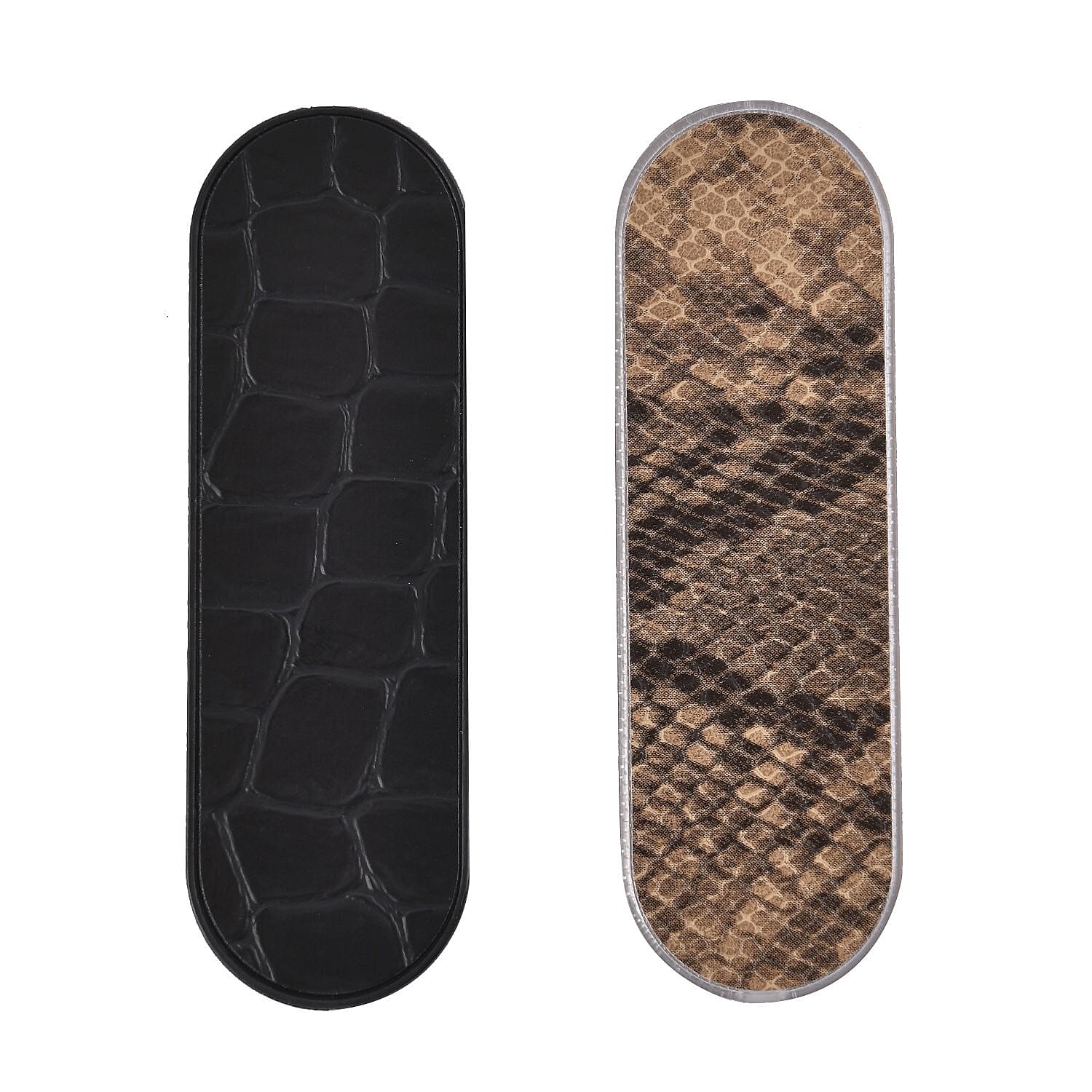 Set of 2 Adjustable Flexible Finger Grip for Mobile - Shining Black - Leopard