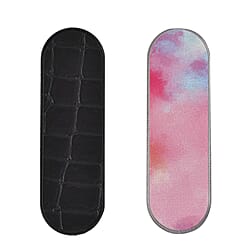 Set of 2 Adjustable Flexible Finger Grip for Mobile - Shining Black - Leopard