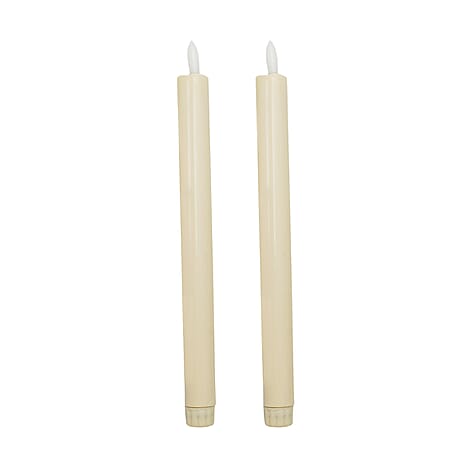 2 Wax Flameless Candles  - Ivory