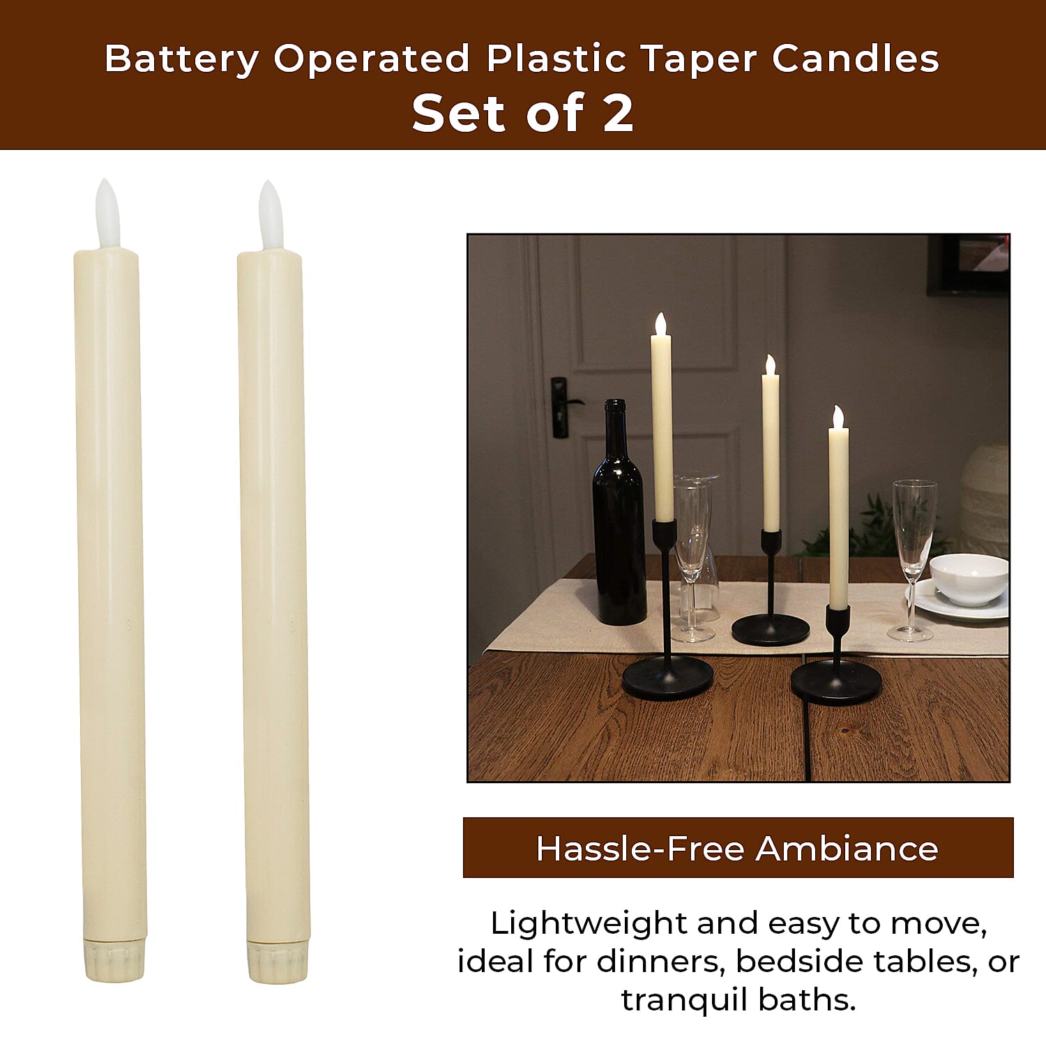 2 Wax Flameless Candles  - Ivory