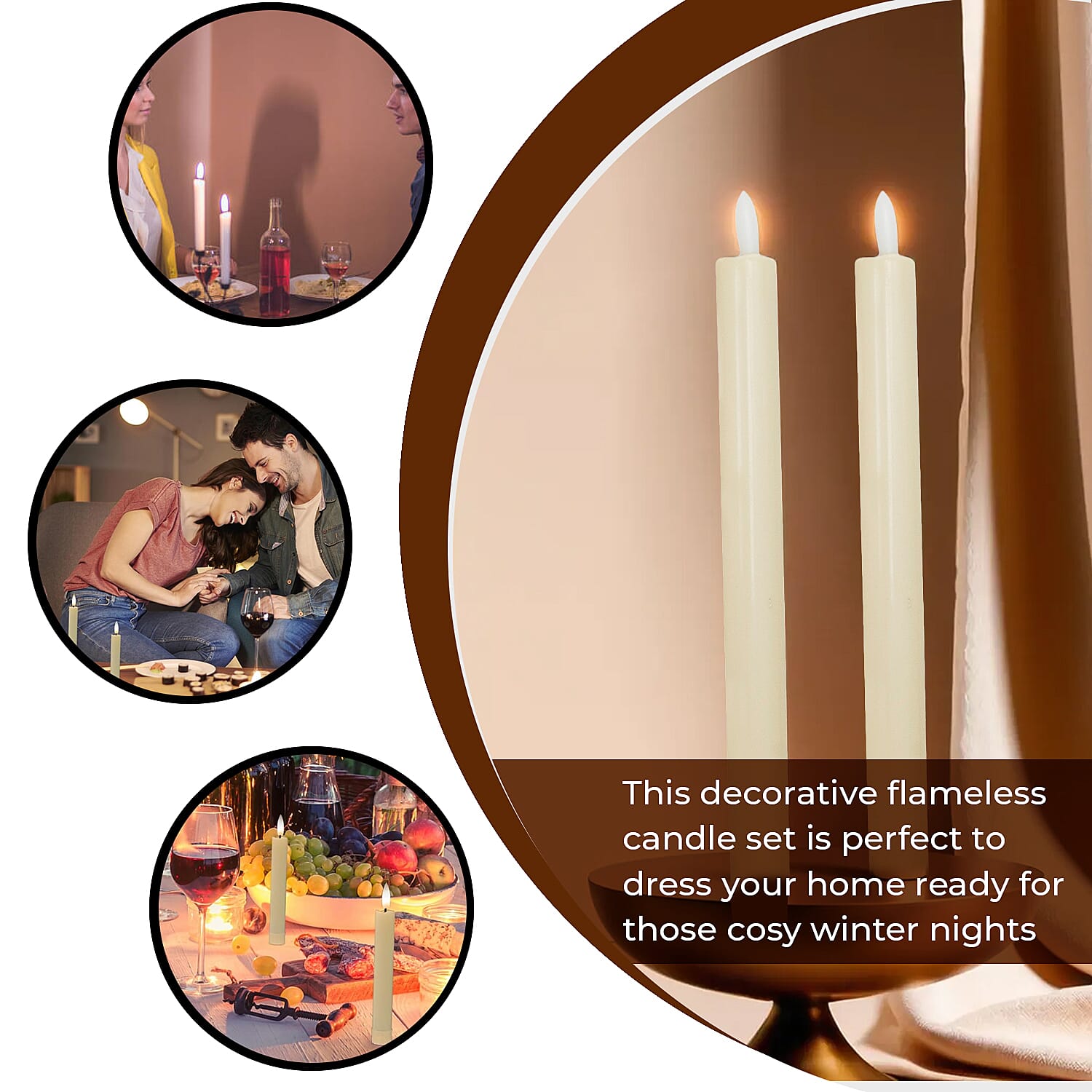 2 Wax Flameless Candles  - Ivory