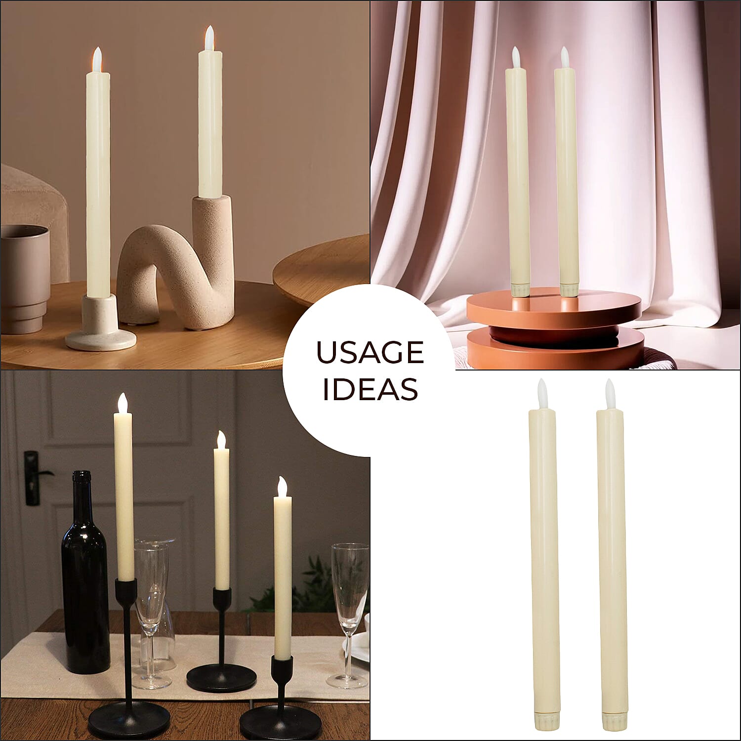 2 Wax Flameless Candles  - Ivory