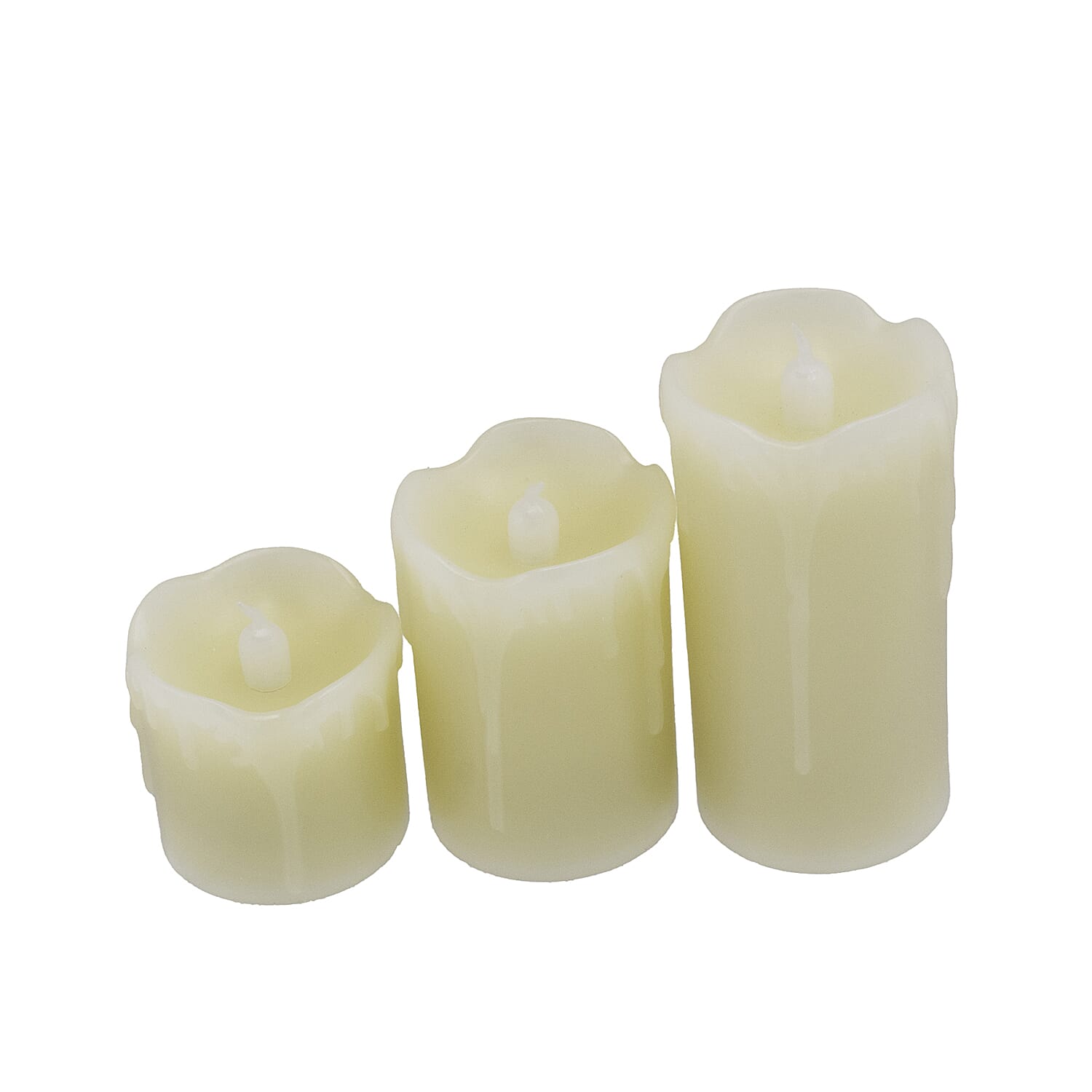 Set of 3 LED Ivory Dripping Wax Votive Candles (Size 5x7x10 cm) - Ivory Set of 3 LED Ivory Dripping Wax Votive Candles (Size 5x7x10 cm) - Ivory