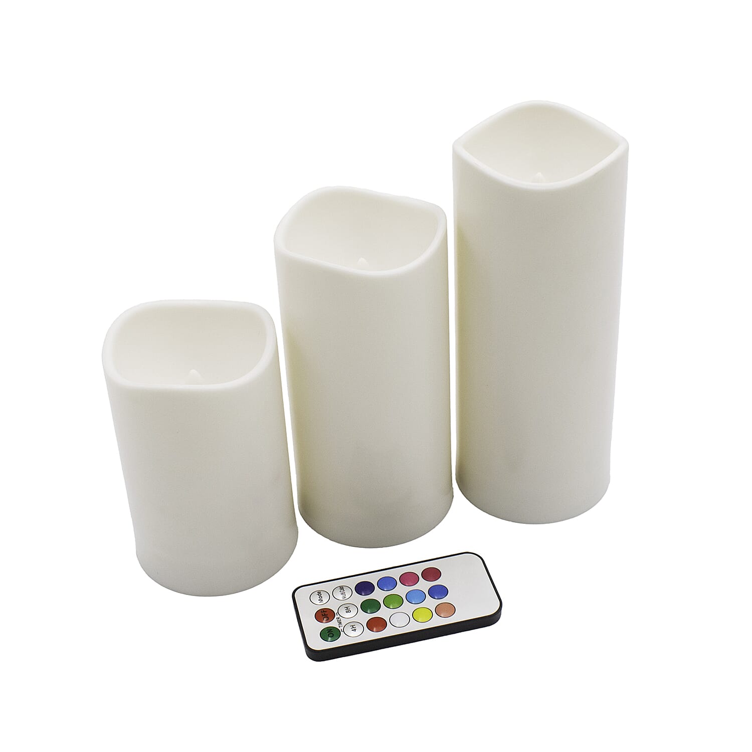 Set of 3 Color Changing LED Candles with Remote  - White