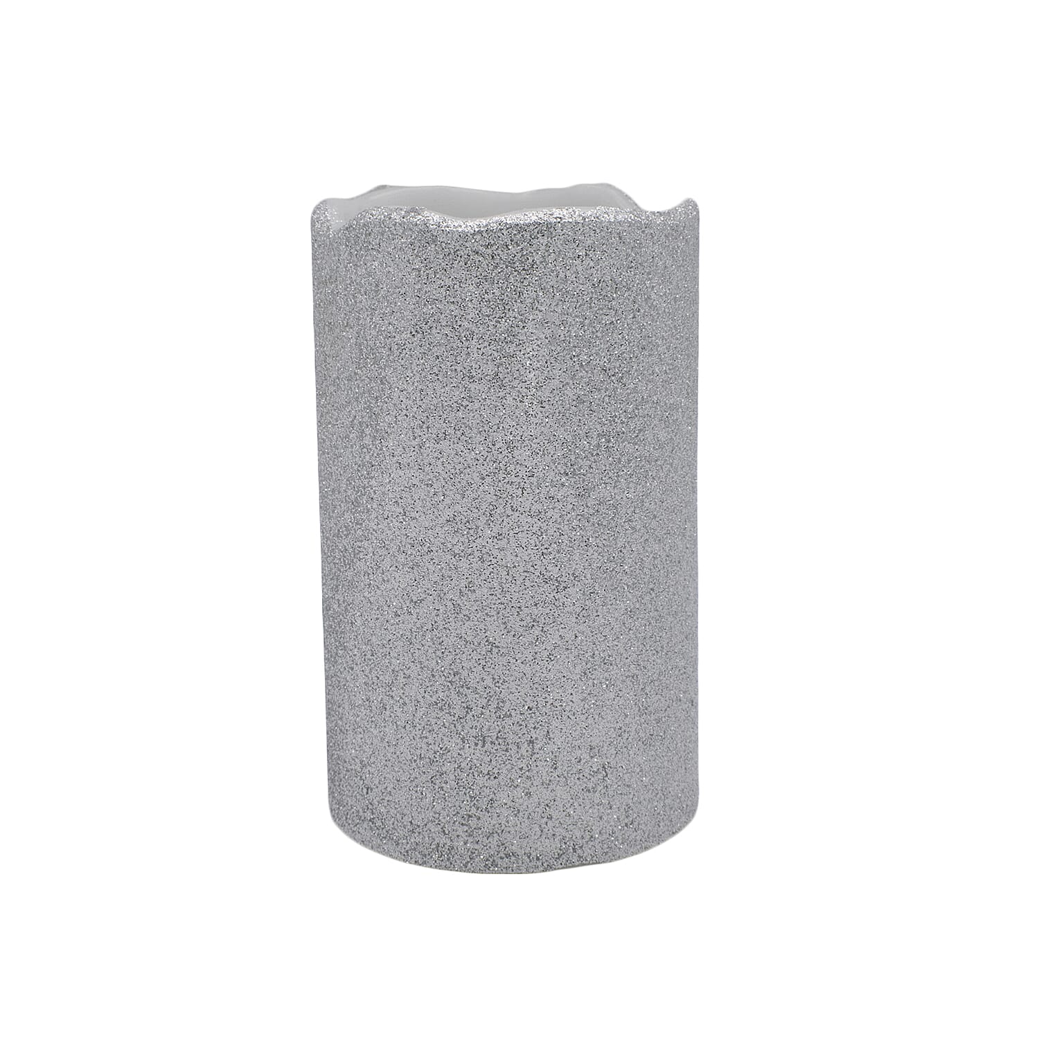 Black Friday  Deal - Set of 2 LED Glittered Wax Candles - Silver