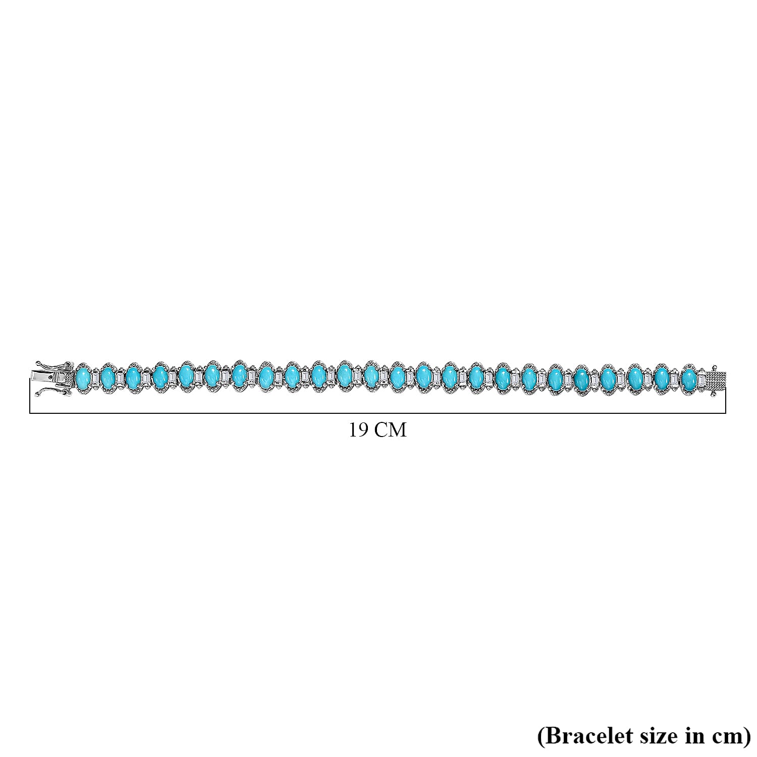 Arizona Sleeping Beauty Turquoise and Natural Zircon Bracelet (Size - 7) in Platinum Overlay Sterling Silver 13.37 Ct, Silver Wt. 16.09 Gms