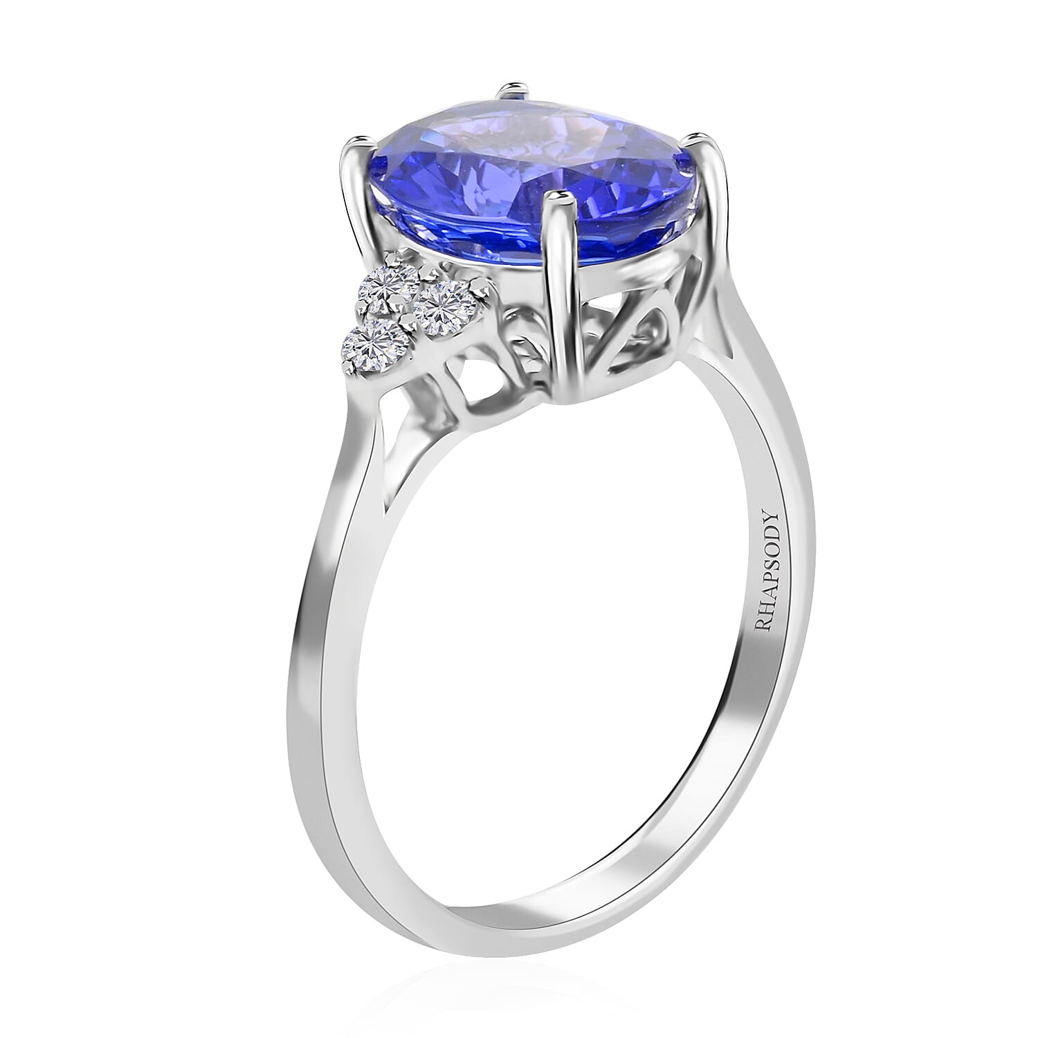 950 Platinum AGI Certificate AAAA Tanzanite White Diamond (VS-E-F) Ring 3.00 Ct, Platinum Wt. 4.40 Gms