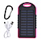 Power Bank with Solar Panel & Clip (5000mah) - Charge 2 Devices -  Pink & Black