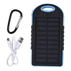 Power Bank with Solar Panel - Clip (5000mah) - Charge 2 Devices -  Green - Black