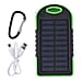 Power Bank with Solar Panel - Clip (5000mah) - Charge 2 Devices -  Green - Black