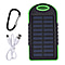 Power Bank with Solar Panel & Clip (5000mah) - Charge 2 Devices -  Green & Black