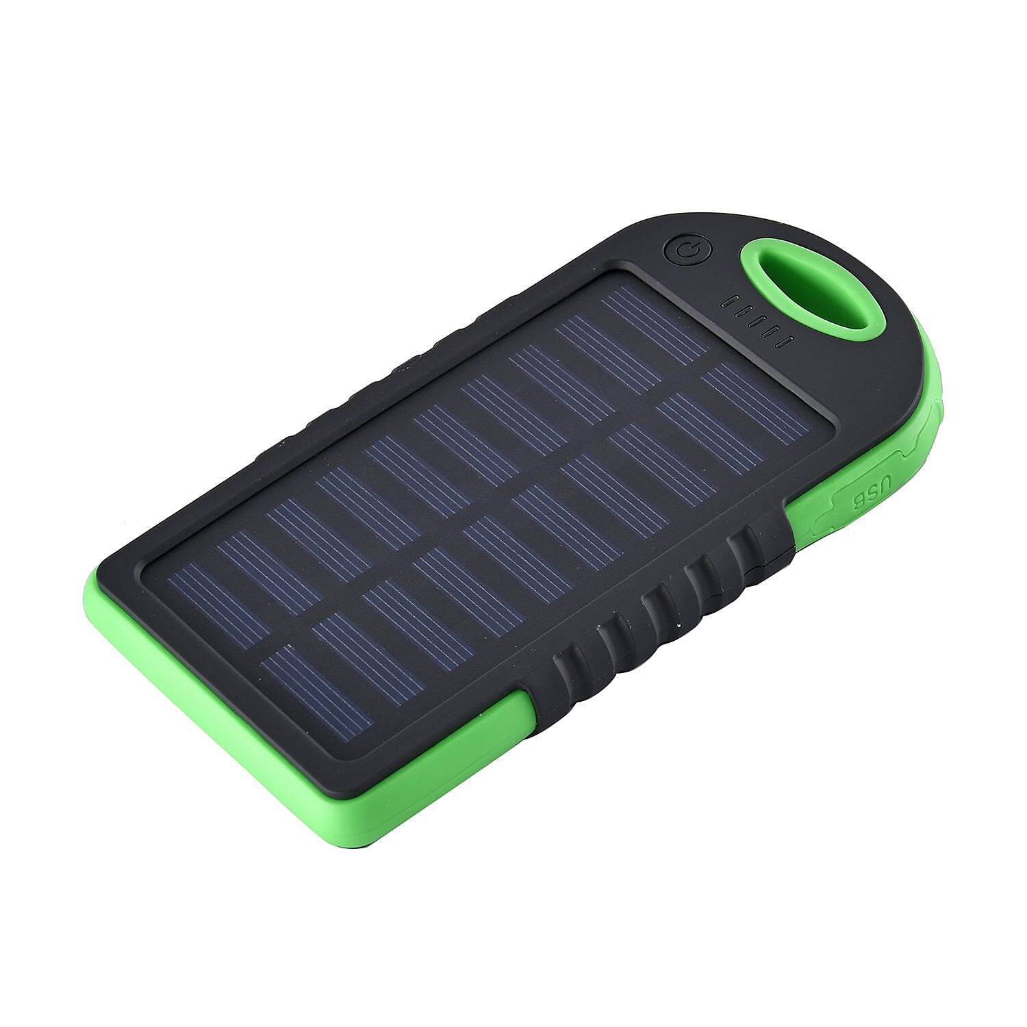 Power Bank with Solar Panel - Clip (5000mah) - Charge 2 Devices -  Green - Black