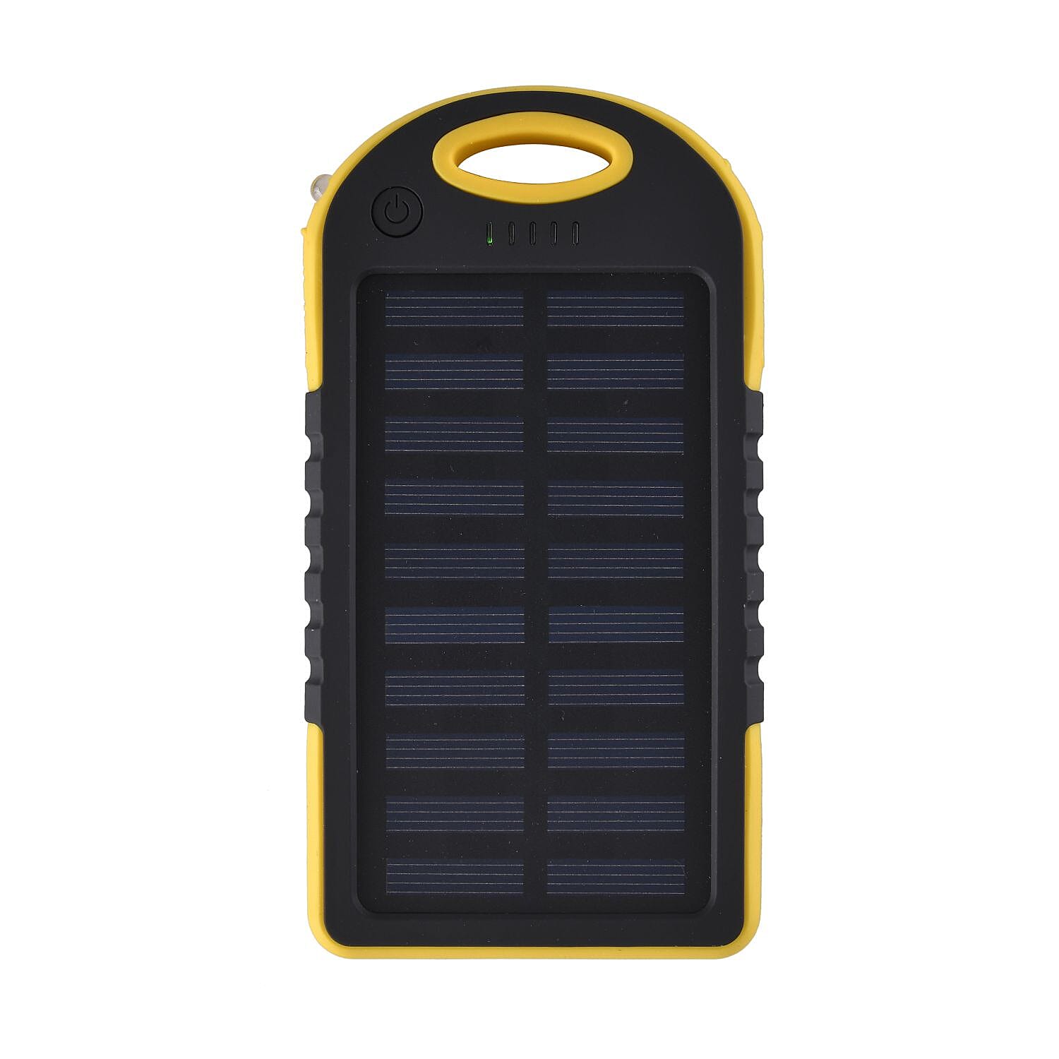 Power Bank with Solar Panel & Clip (5000mah) - Charge 2 Devices - Yellow & Black