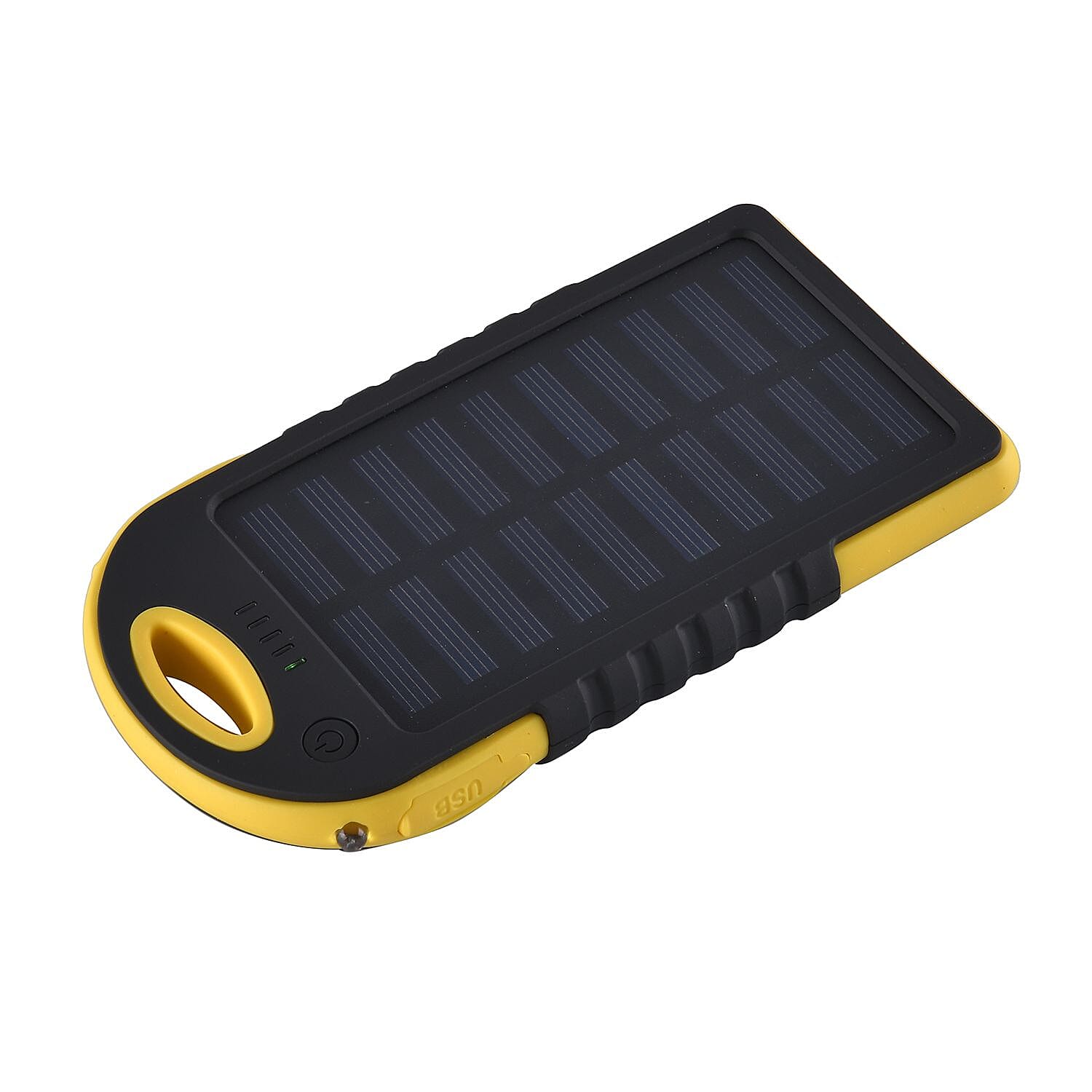 Power Bank with Solar Panel & Clip (5000mah) - Charge 2 Devices - Yellow & Black