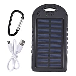 Power Bank with Solar Panel - Clip (5000mah) - Charge 2 Devices -  Green - Black