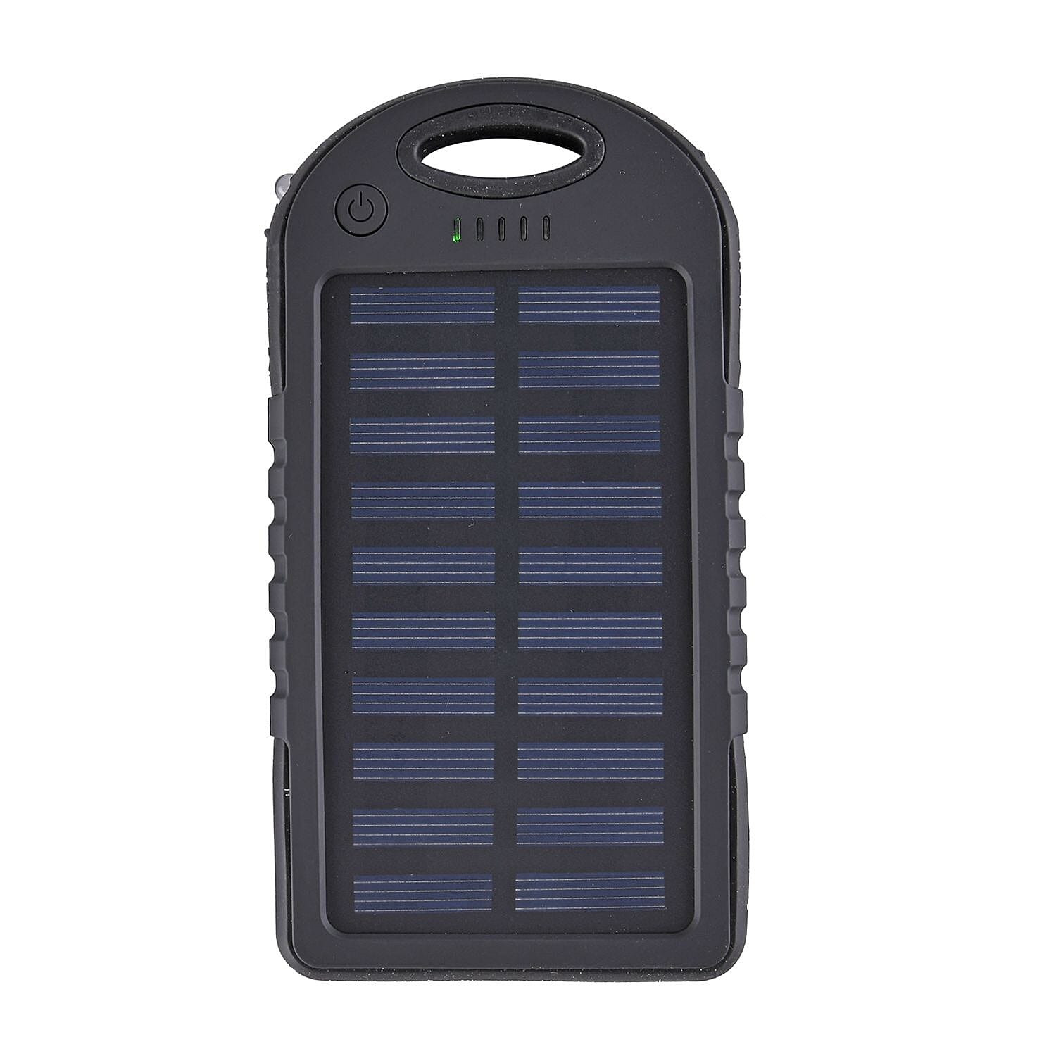 Power Bank with Solar Panel & Clip (5000mah) - Charge 2 Devices -  Black