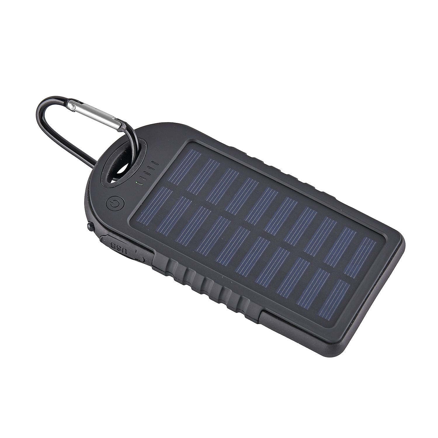Power Bank with Solar Panel & Clip (5000mah) - Charge 2 Devices -  Black
