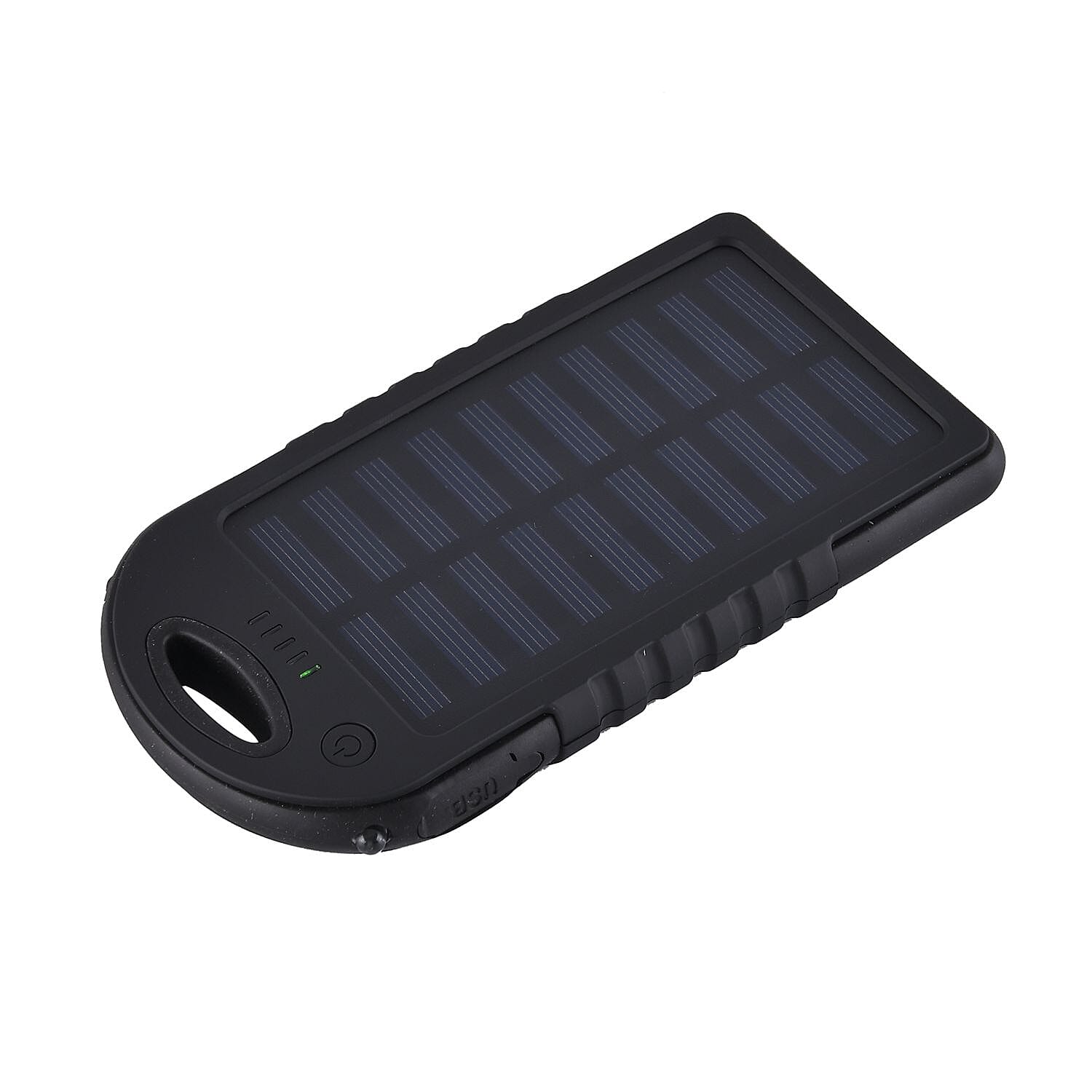 Power Bank with Solar Panel & Clip (5000mah) - Charge 2 Devices -  Black
