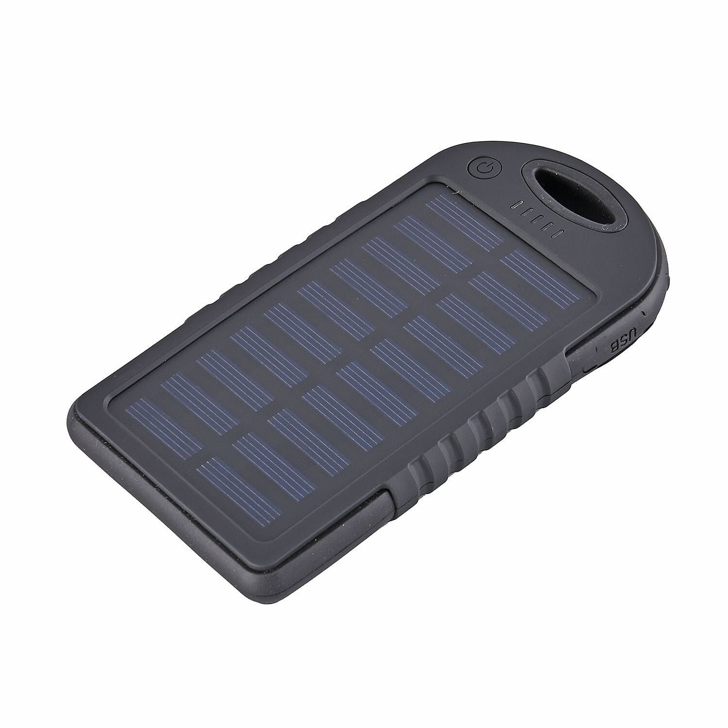 Power Bank with Solar Panel & Clip (5000mah) - Charge 2 Devices -  Black