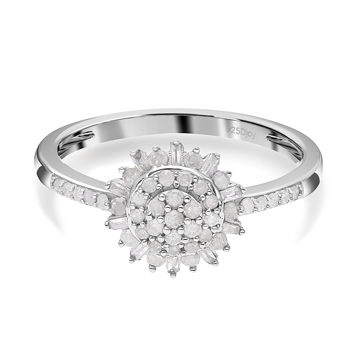 Diamond Ring in Platinum Overlay Sterling Silver 0.50 Ct.