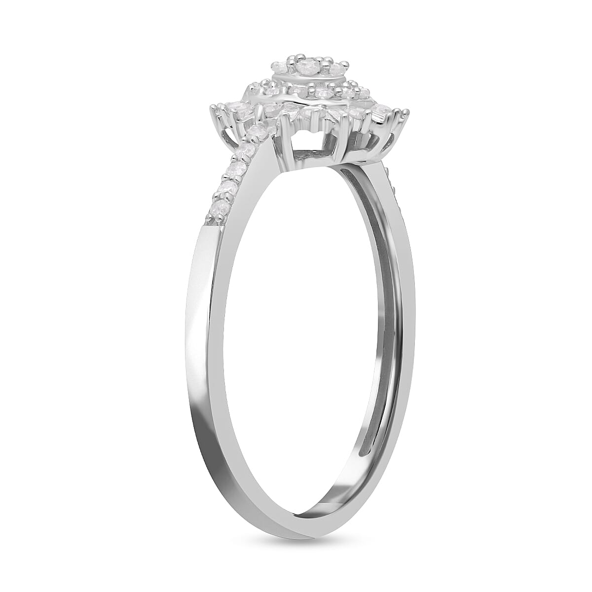 Diamond Ring in Platinum Overlay Sterling Silver 0.50 Ct.