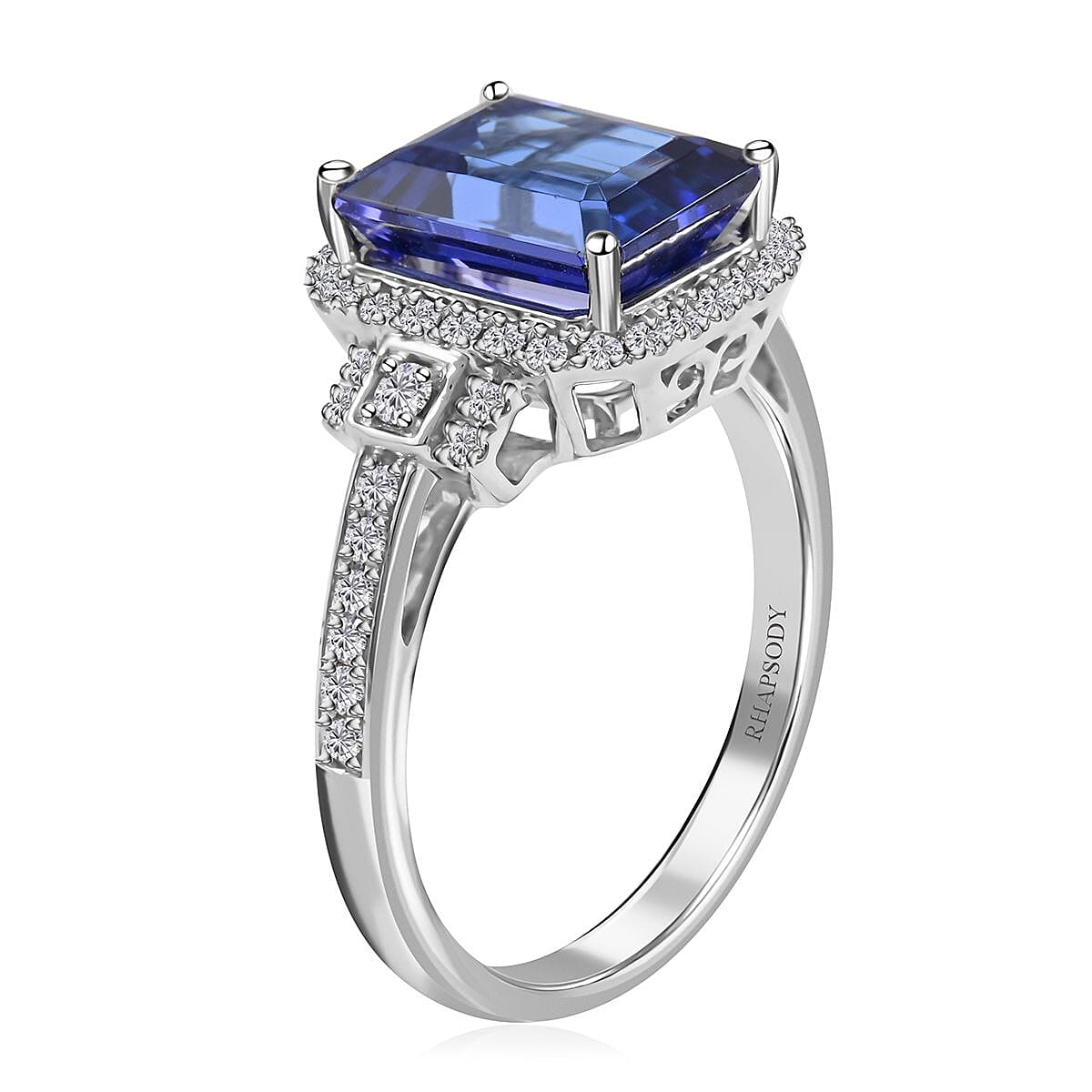 950 Platinum  AAAA  Tanzanite   White Diamond  VS Ring 4.00 ct,  Platinum Wt. 7.16 Gms  4.000  Ct.