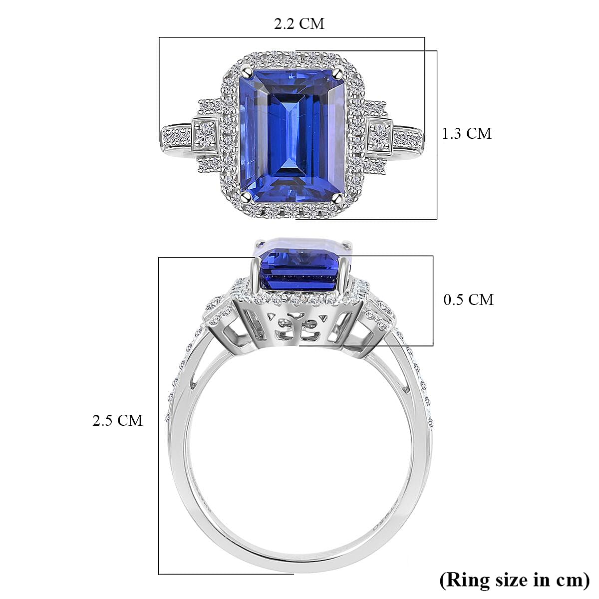 950 Platinum  AAAA  Tanzanite   White Diamond  VS Ring 4.00 ct,  Platinum Wt. 7.16 Gms  4.000  Ct.