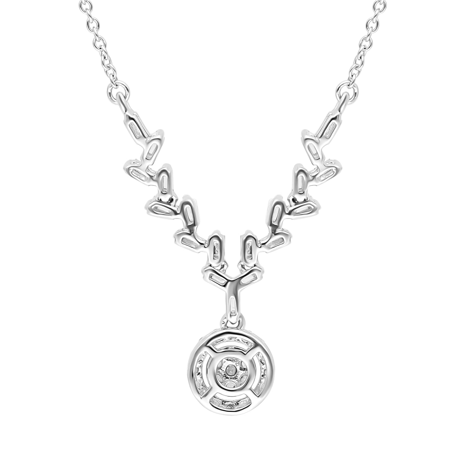 Diamond Necklace (Size - 18-20) in Platinum Overlay Sterling Silver 0.50 Ct.