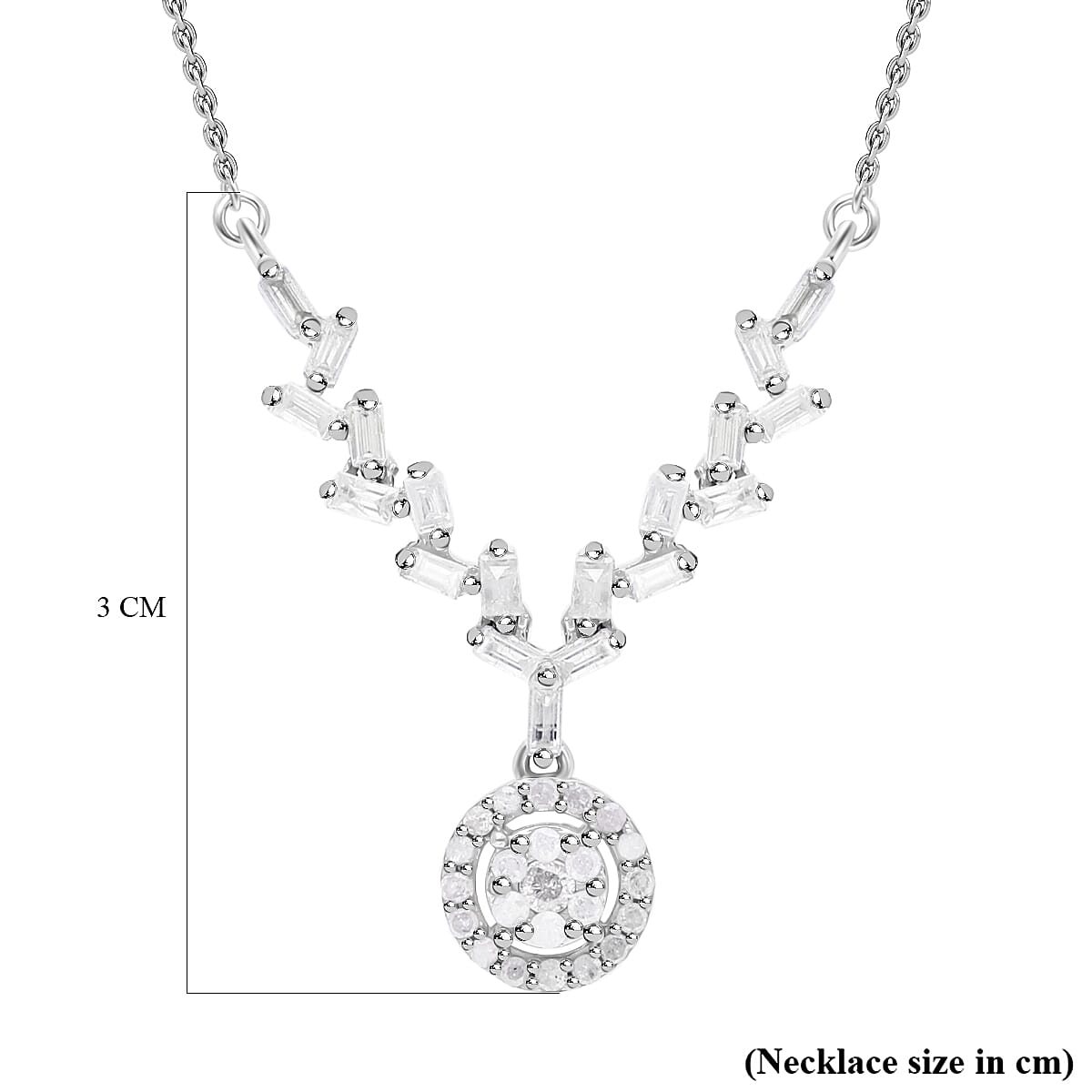 Diamond Necklace (Size - 18-20) in Platinum Overlay Sterling Silver 0.50 Ct.