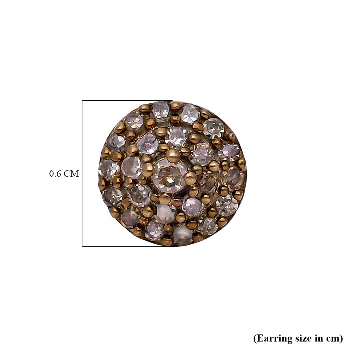 Natural Champagne Diamond Stud Earrings in Vermeil Rose Gold Plated Sterling Silver 0.25 Ct.