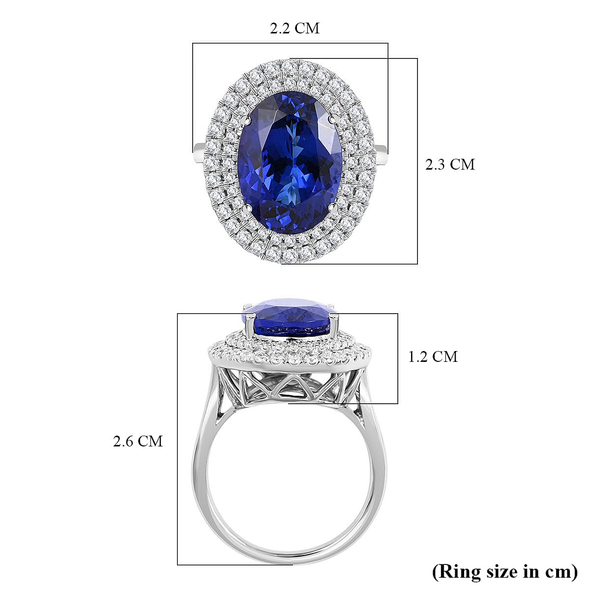 RHAPSODY 950 Platinum AGI Certified & Appraised AAAA Tanzanite and Diamond (VS-E-F) Ring 8.00 Ct, Platinum Wt. 9.02 Gms