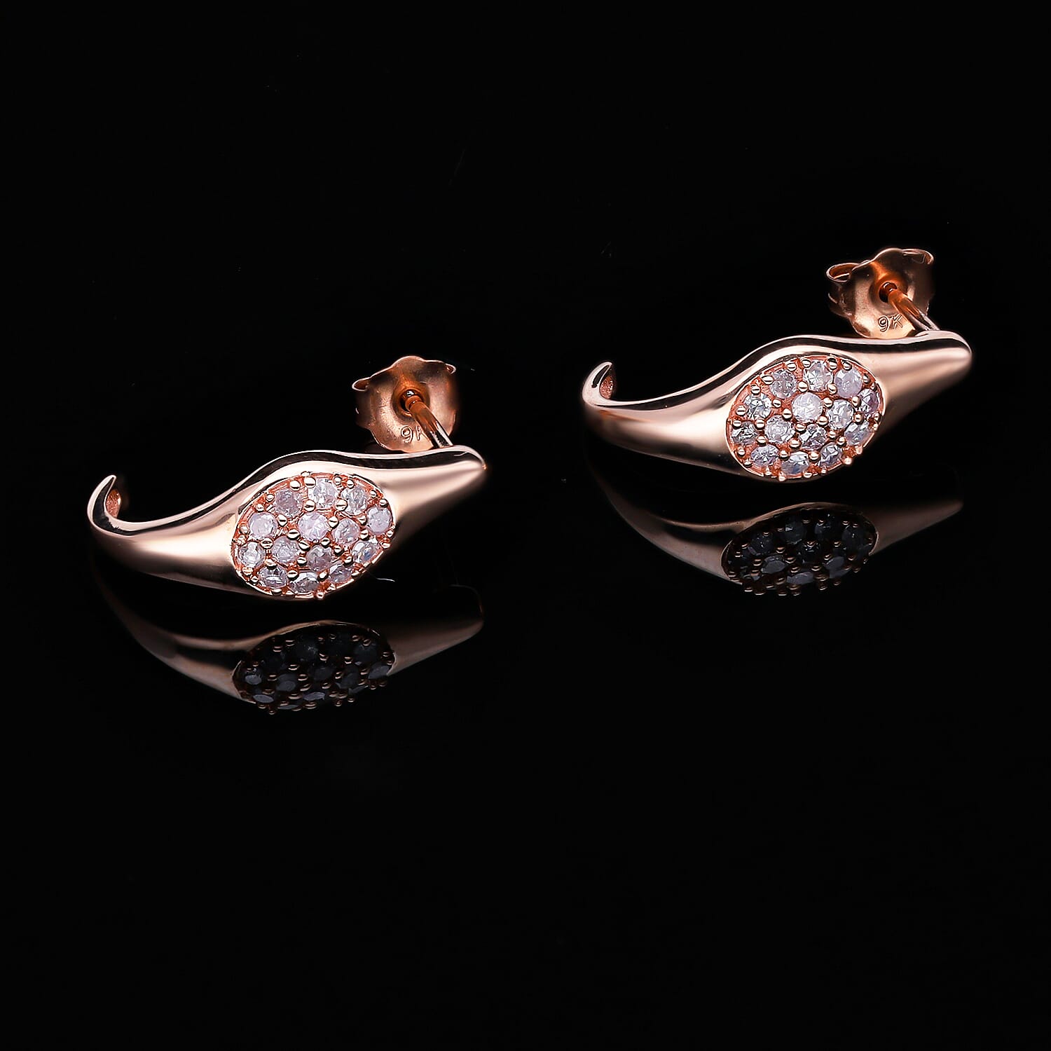 9K Rose Gold SGL Certified Natural Pink Diamond Earrings 0.25 Ct