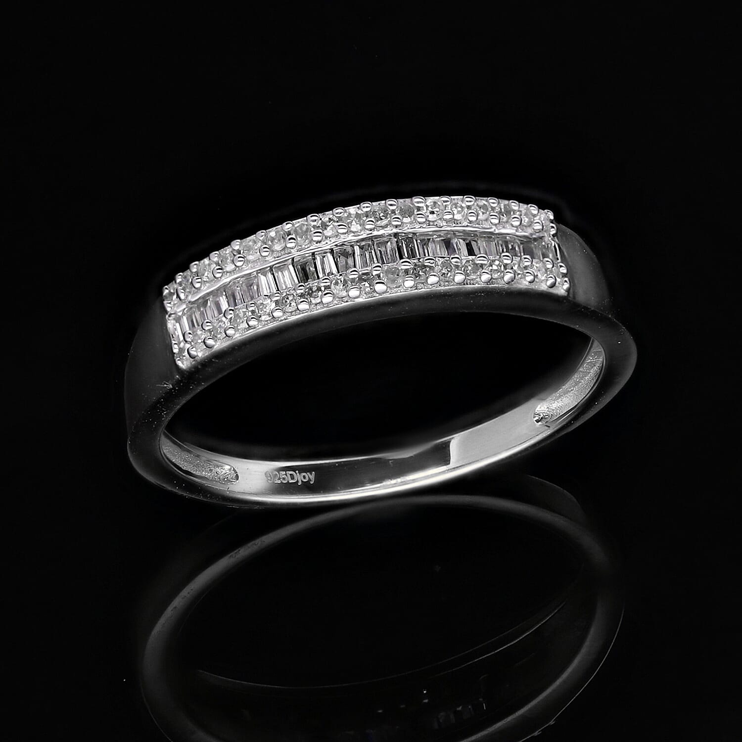 Diamond Wedding Band Ring in Sterling Silver