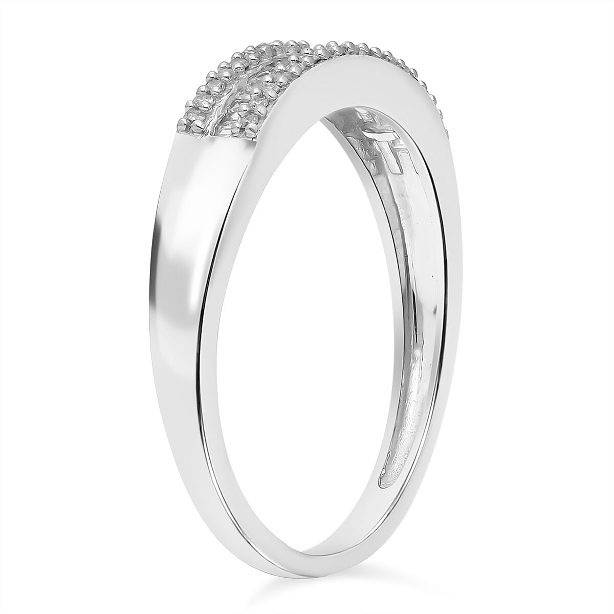 Diamond Wedding Band Ring in Sterling Silver