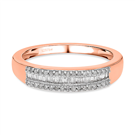 The Ultimate Diamond Wedding Band Ring in 18K Vermeil Rose Gold Plated Sterling Silver 0.24 Ct