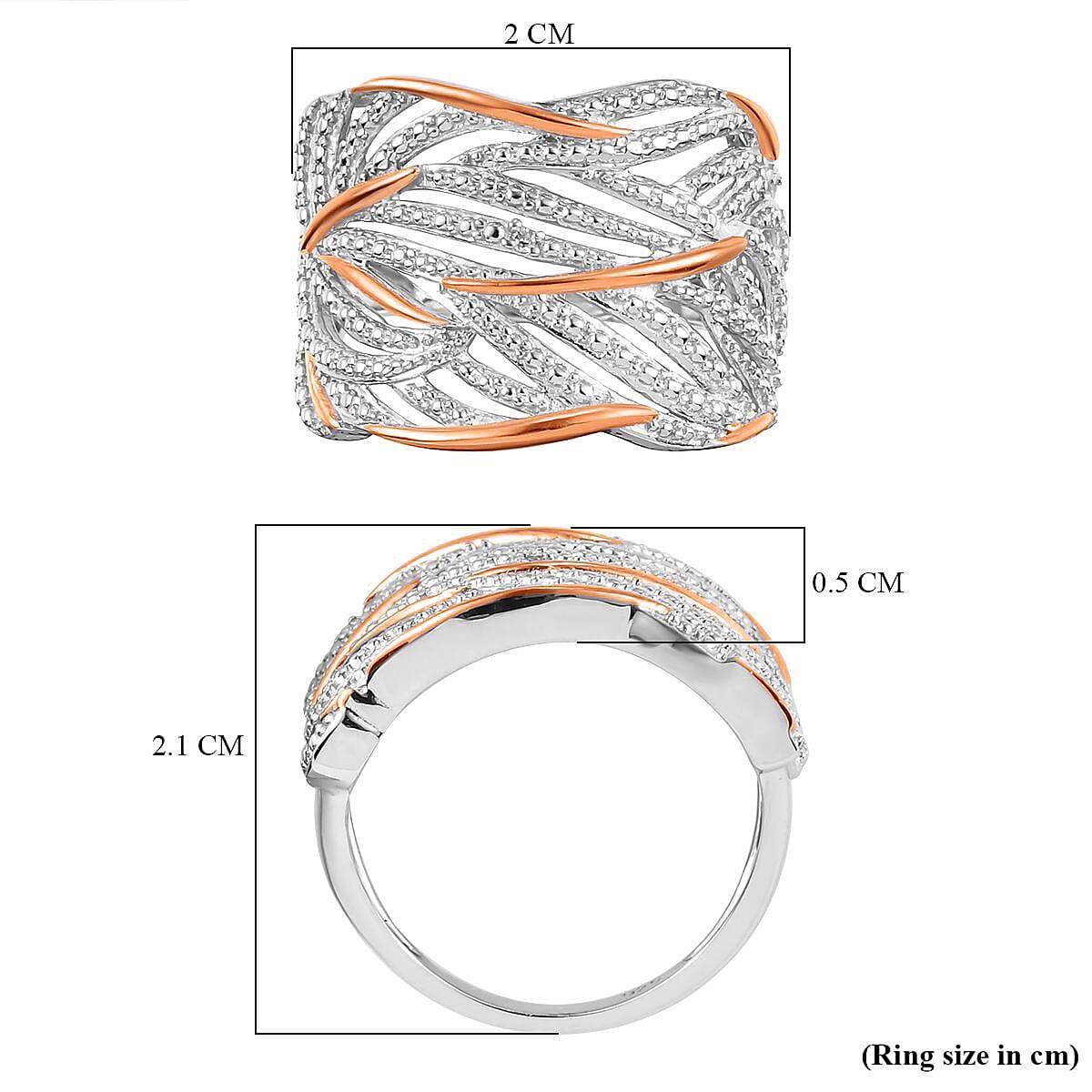 Diamond Criss Cross Ring in 18K Vermeil Rose Gold Plated & Plating Overlay. Diamond Criss Cross Ring in 18K Vermeil Rose Gold Plated & Plating Overlay.